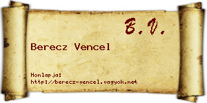 Berecz Vencel névjegykártya